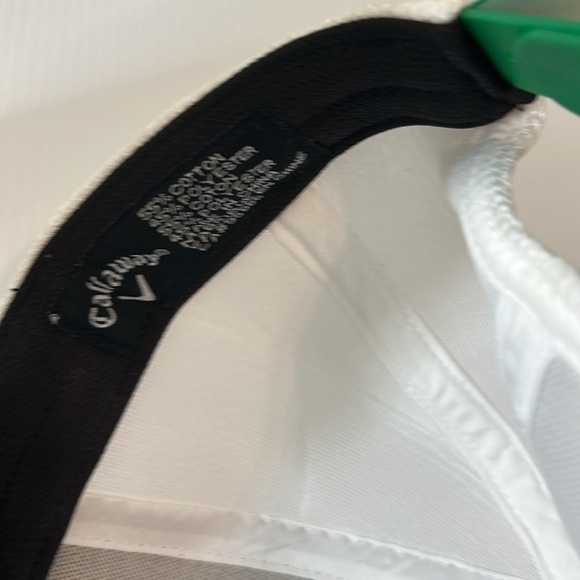 Callaway Hat Cap Snap Back Mens Beige Green Stripe Mesh Trucker EUC - Picture 8 of 8
